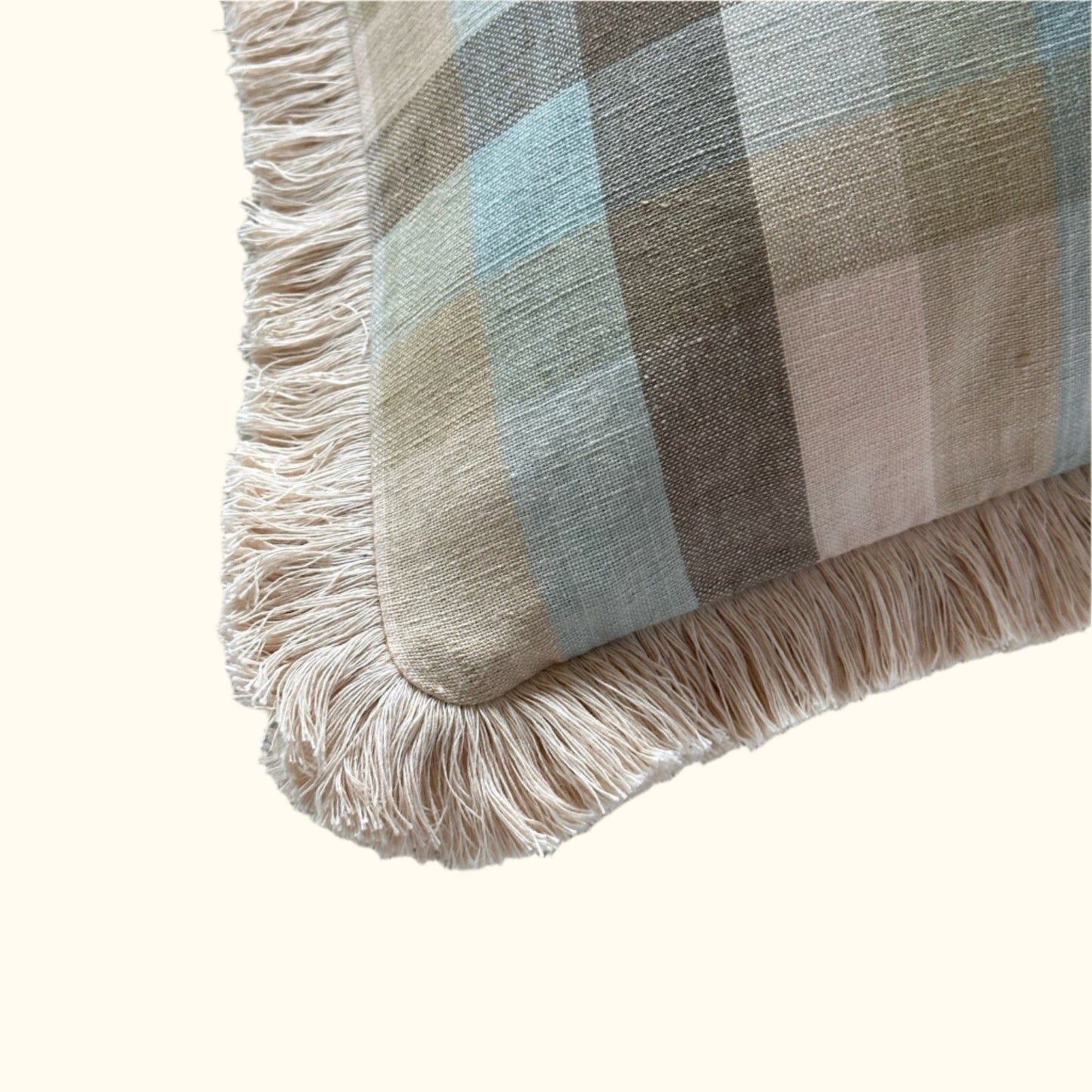 Woven Cotton Check Pillow - 24" x 24" - India - 103c