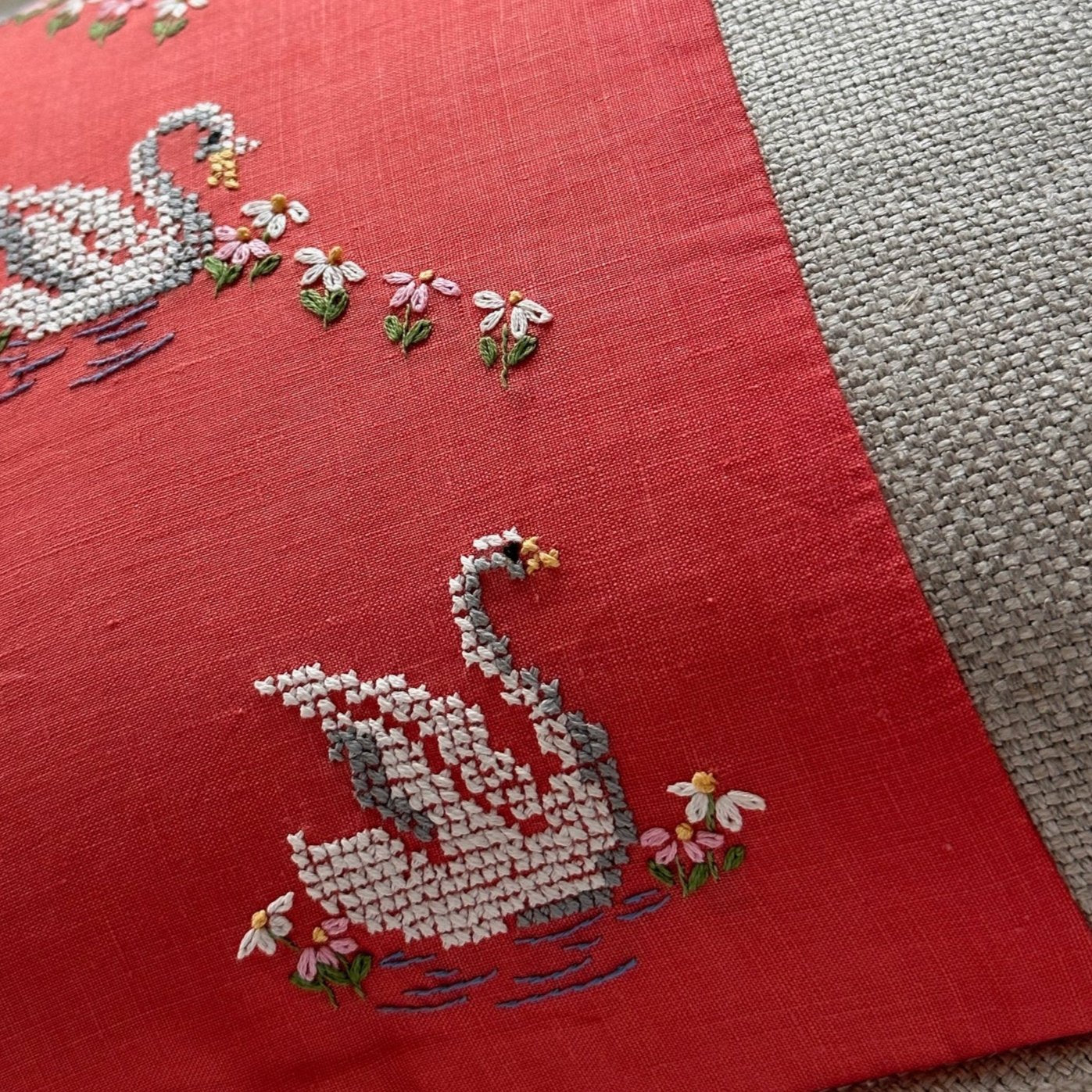 Vintage Cross Stitch Handtowel Pillow - 11" x 17" - USA - 108a