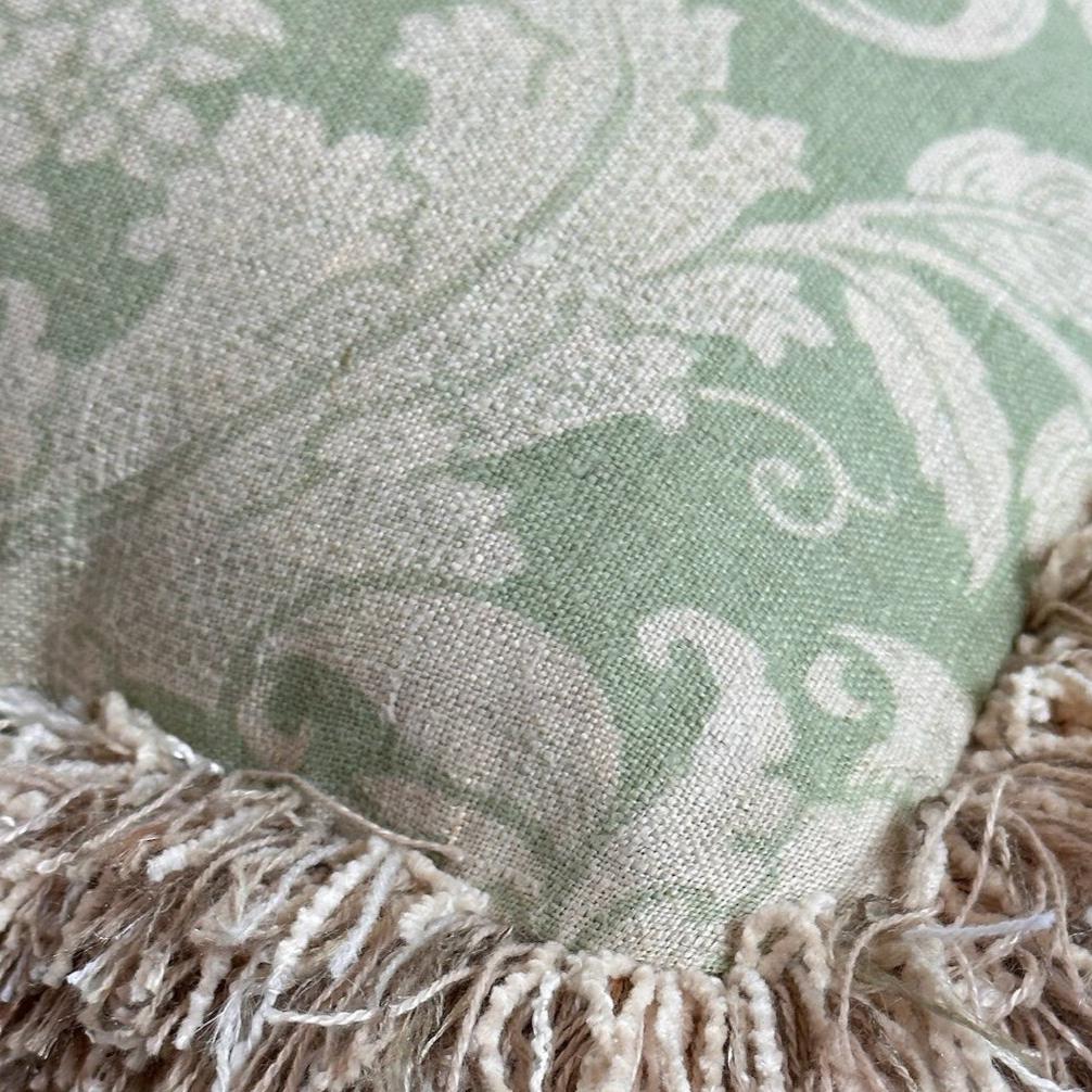 Vintage Linen Floral Pillow - 21" x 21" - England - 109b