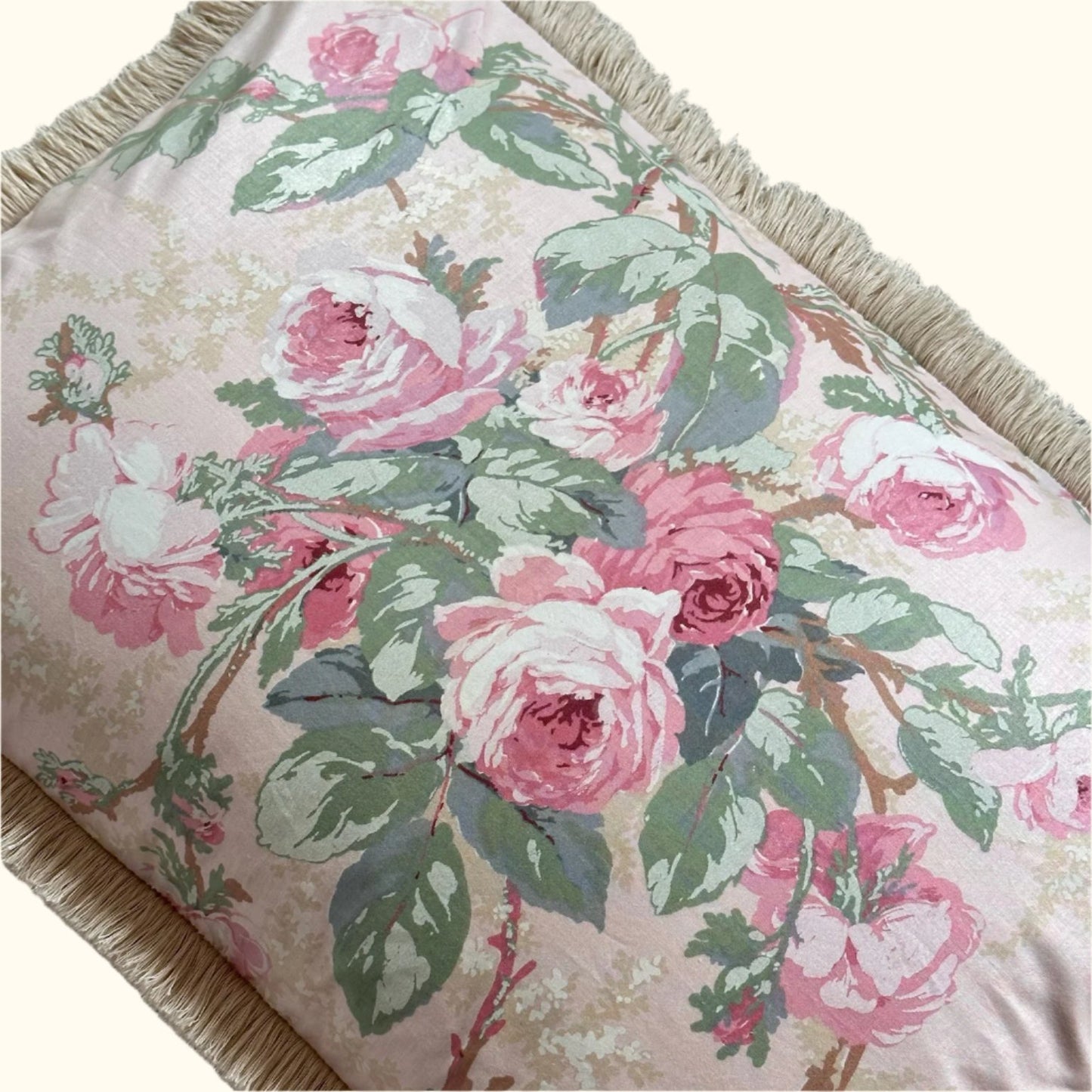 Vintage Floral Chintz Pillow - 16" x 24" - USA - 114a