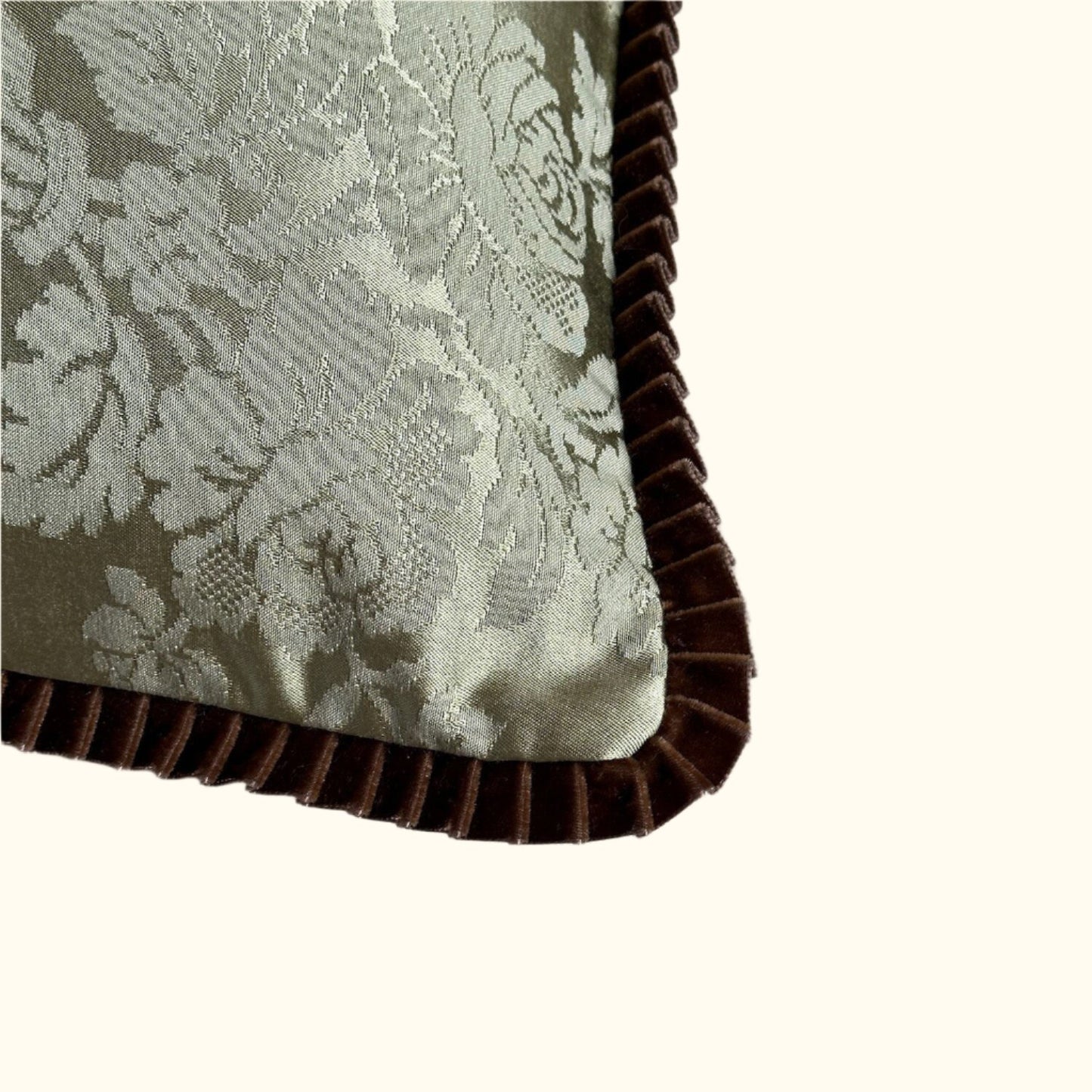 Silk Damask Floral c. 1950's Pillow - 22" x 22" - Europe - 118a