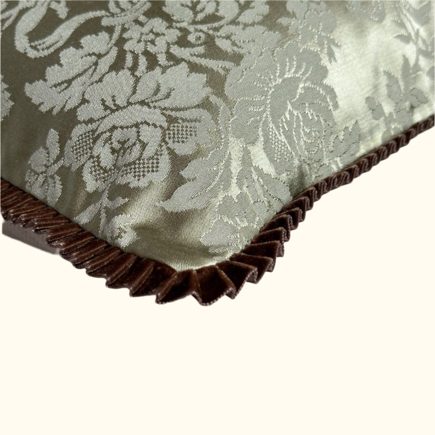 Silk Damask Floral c. 1950's Pillow - 22" x 22" - Europe - 118a