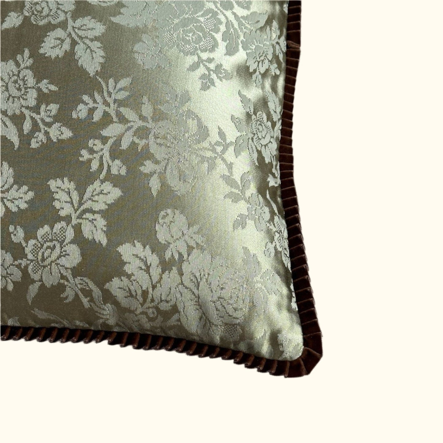 Silk Damask Floral c. 1950's Pillow - 22" x 22" - Europe - 118b