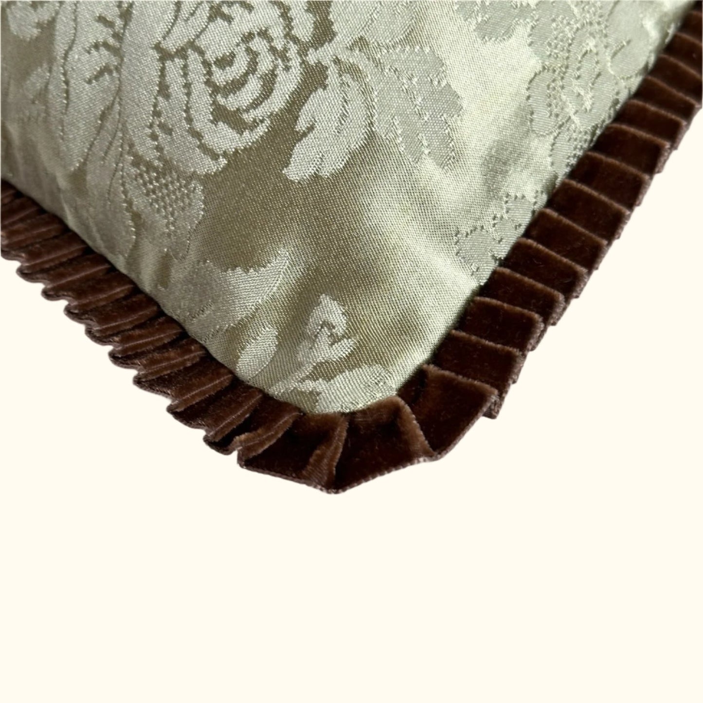 Silk Damask Floral c. 1950's Pillow - 22" x 22" - Europe - 118b