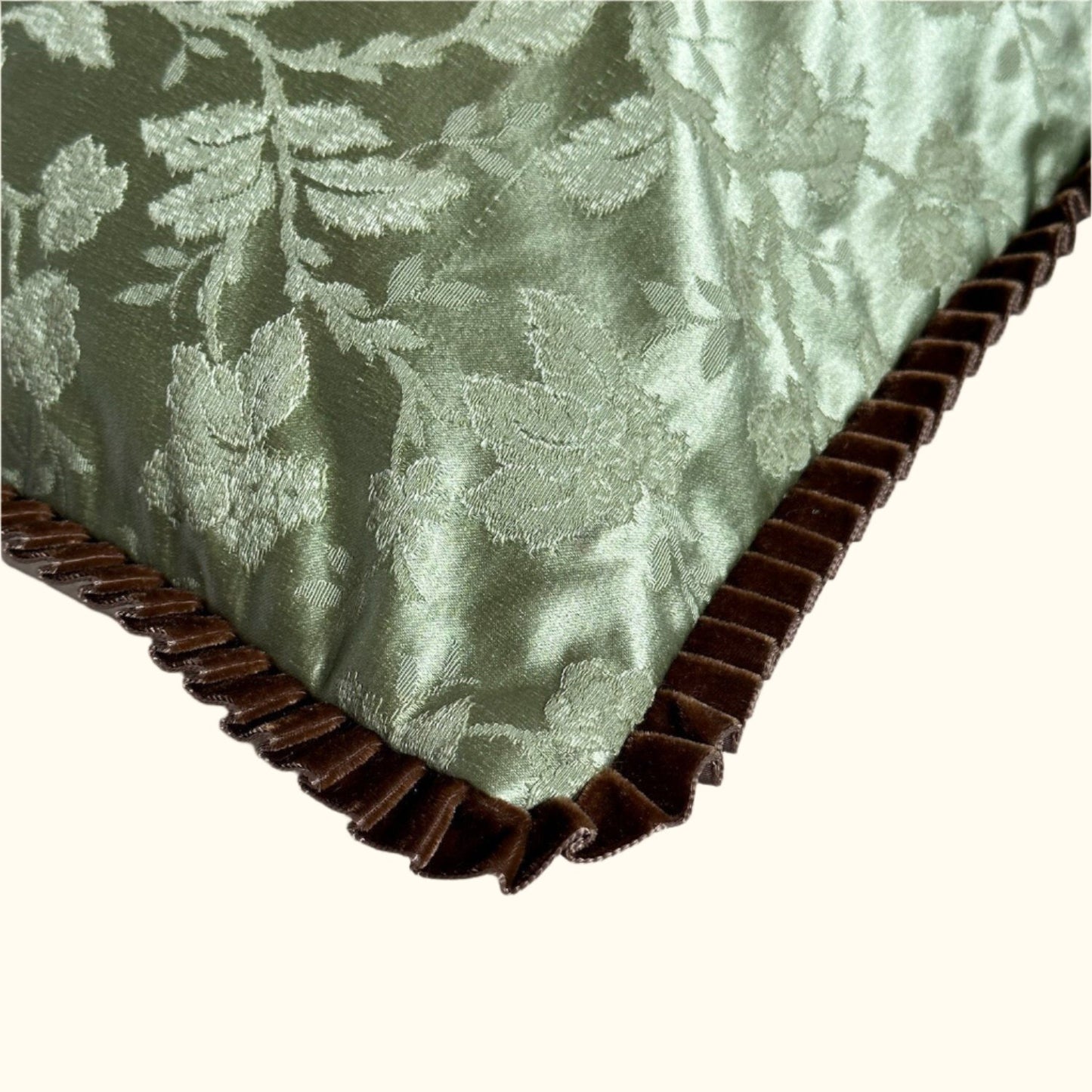 Silk Damask Floral c. 1950's Pillow - 22" x 22" - Europe - 119a