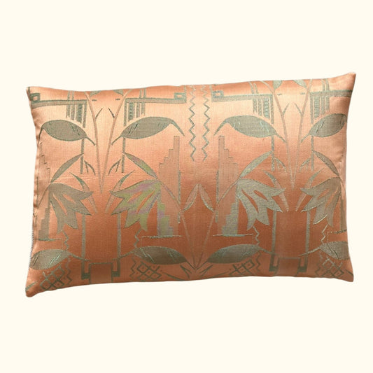 Vintage Silk Damask c.1920's Pillow - 16" x 24" - Europe - 120a