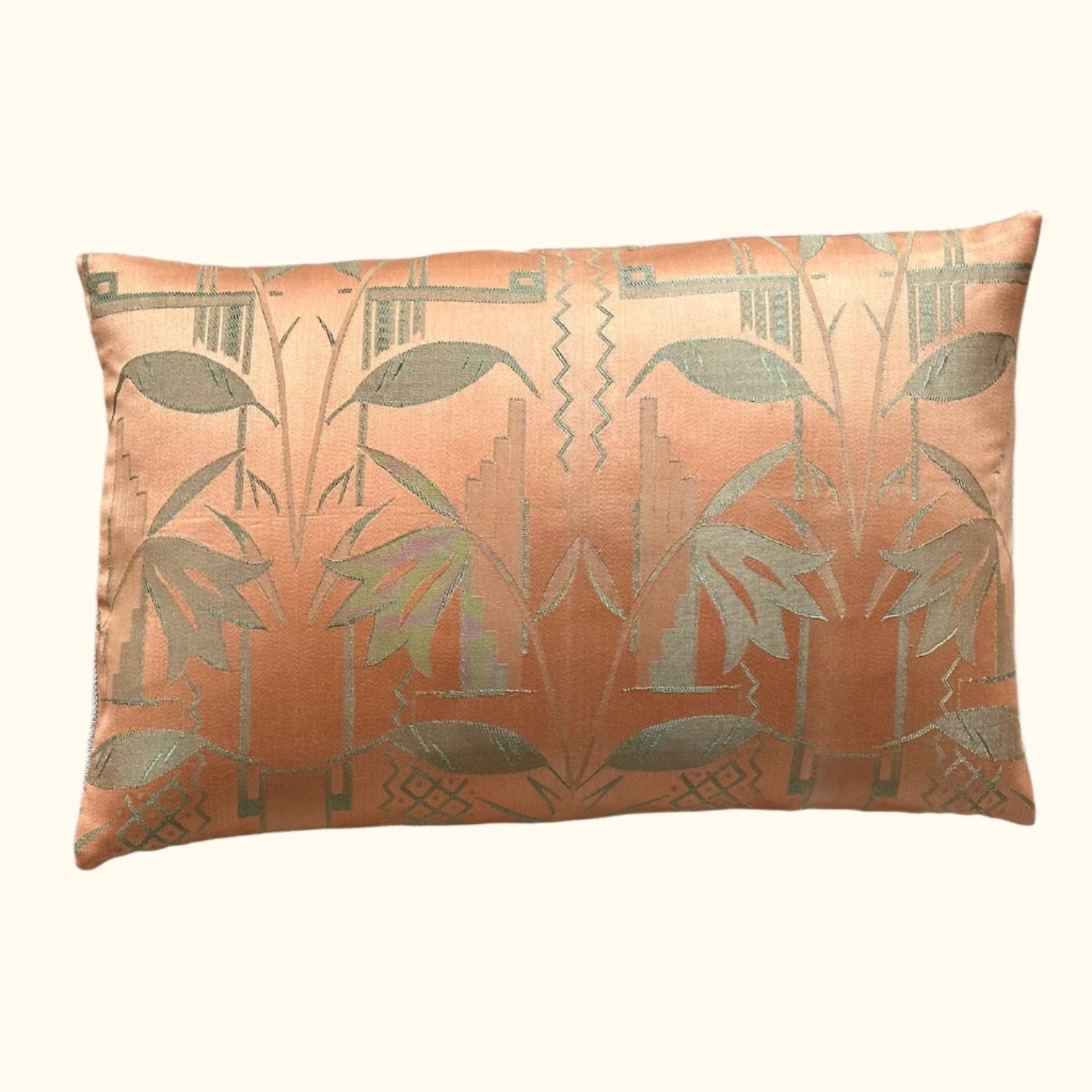 Vintage Silk Damask c.1920's Pillow - 16" x 24" - Europe - 120b