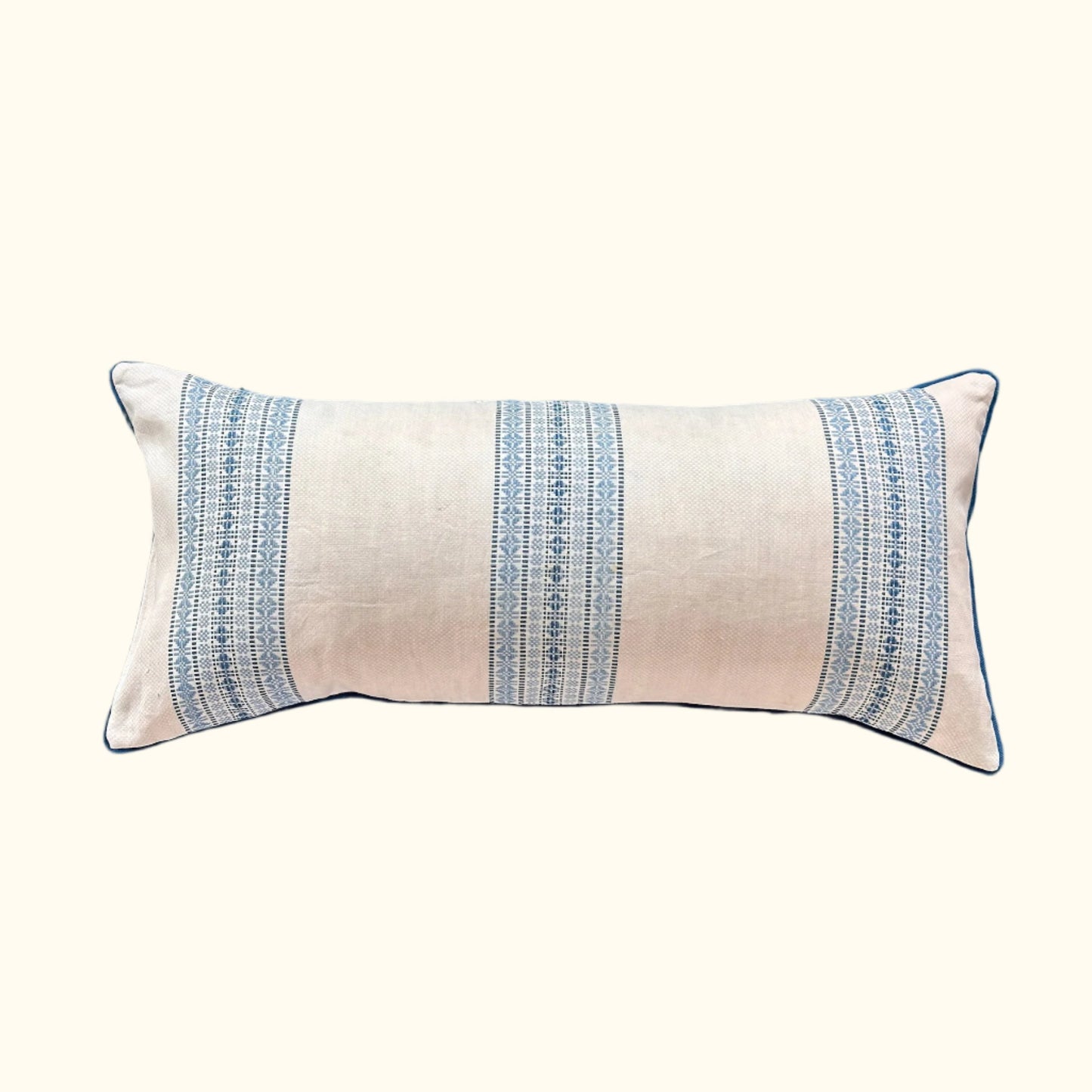 Vintage Cotton Table Cloth Pillow - 16" x 36" - USA - 144d