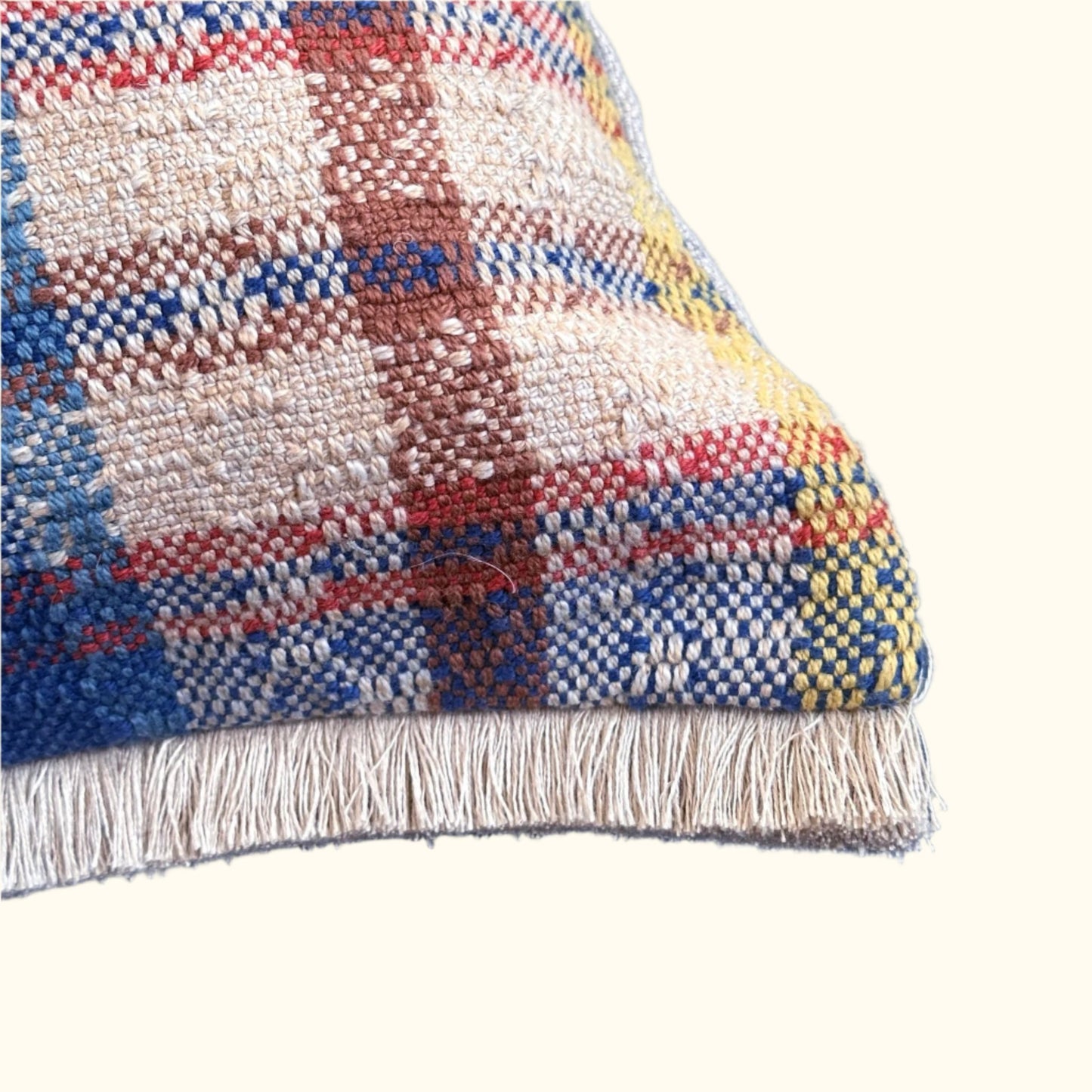 Early Handspun Cotton Plaid  Pillow - 16" x 24" - USA - 146a