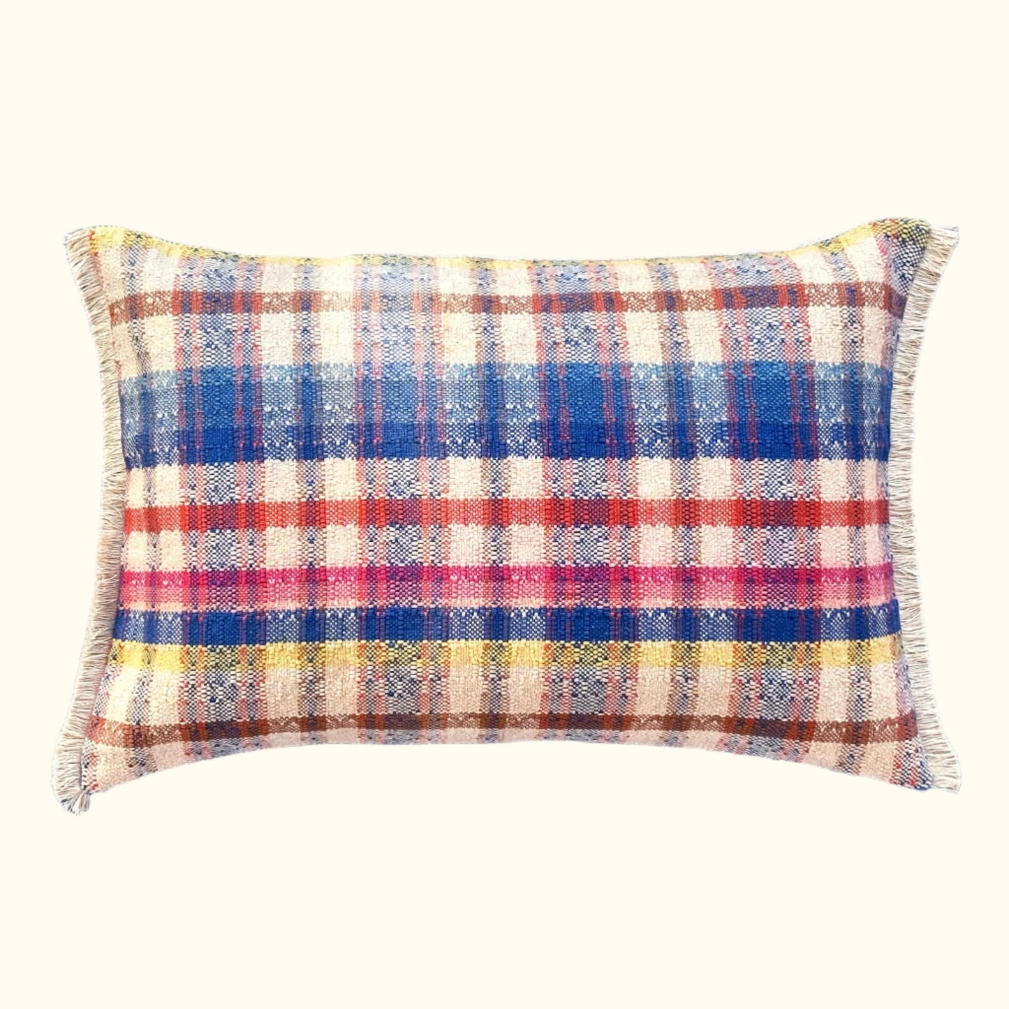Early Handspun Cotton Plaid  Pillow - 16" x 24" - USA - 146a