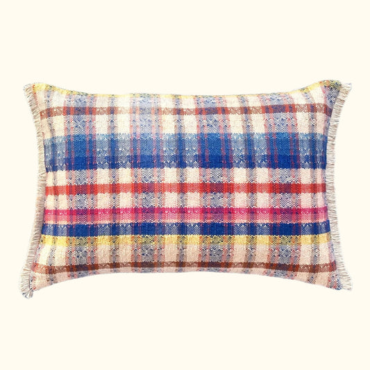 Early Handspun Cotton Plaid  Pillow - 16" x 24" - USA - 146a