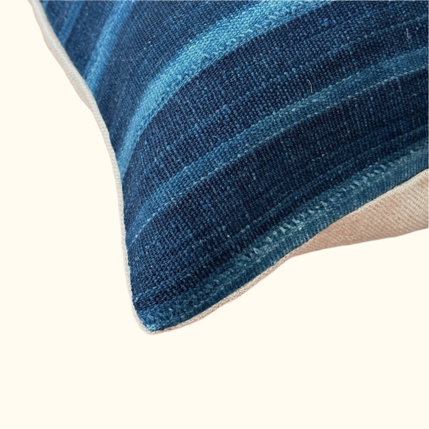 Indigo Woven Stripe Pillow - 16" x 24" - North Africa - 1471b