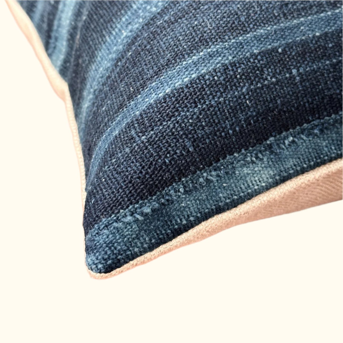 Indigo Woven Stripe Pillow - 16" x 24" - North Africa - 1471a