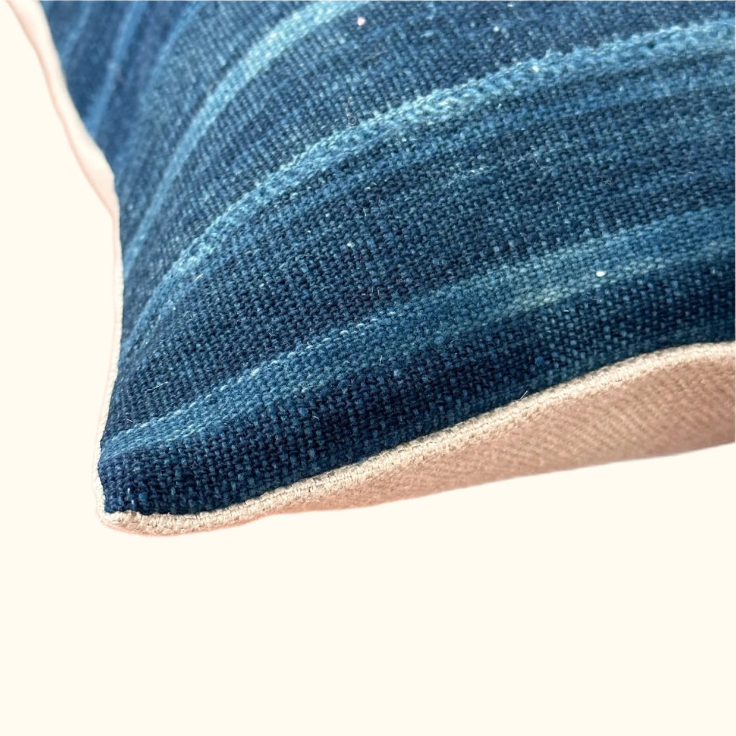 Indigo Woven Stripe Pillow - 13" x 20" - North Africa - 1471d