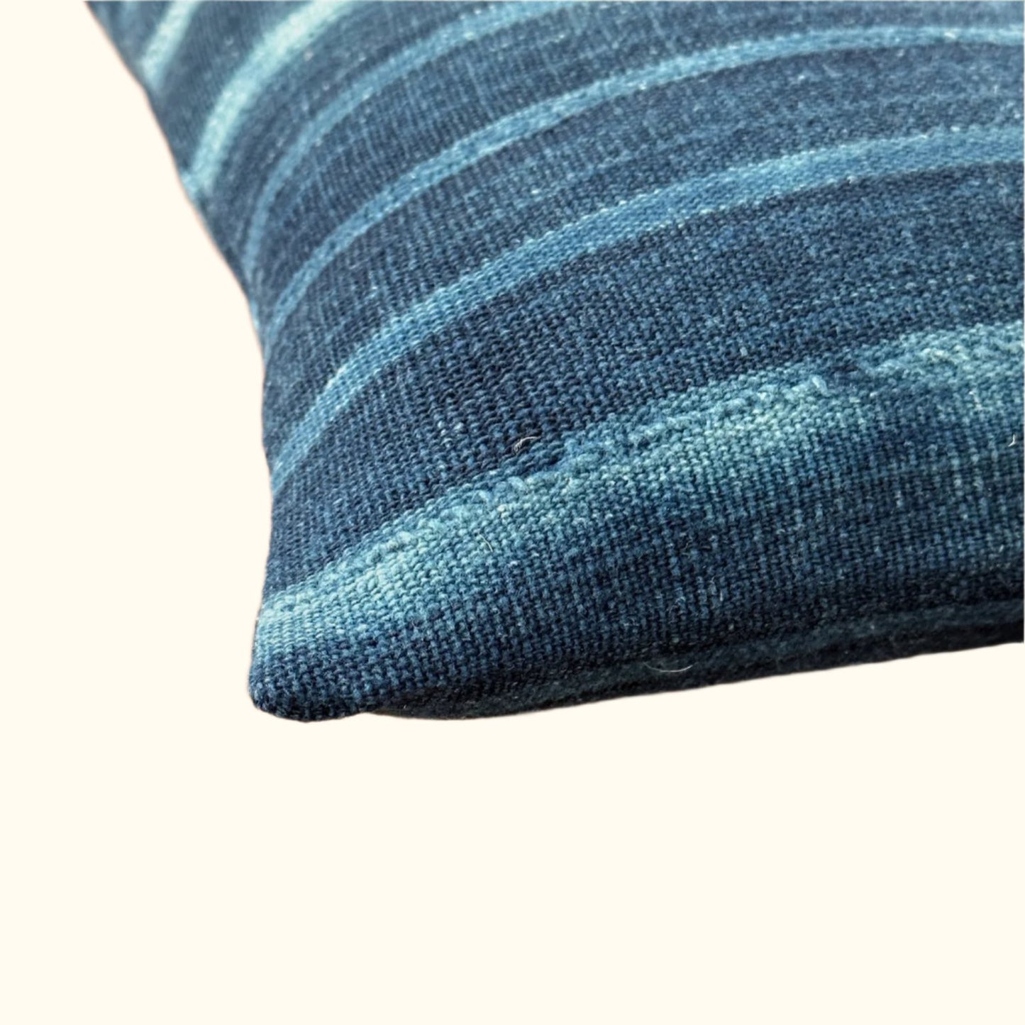 Indigo Woven Stripe Pillow - 11" x 17" - North Africa - 1471e