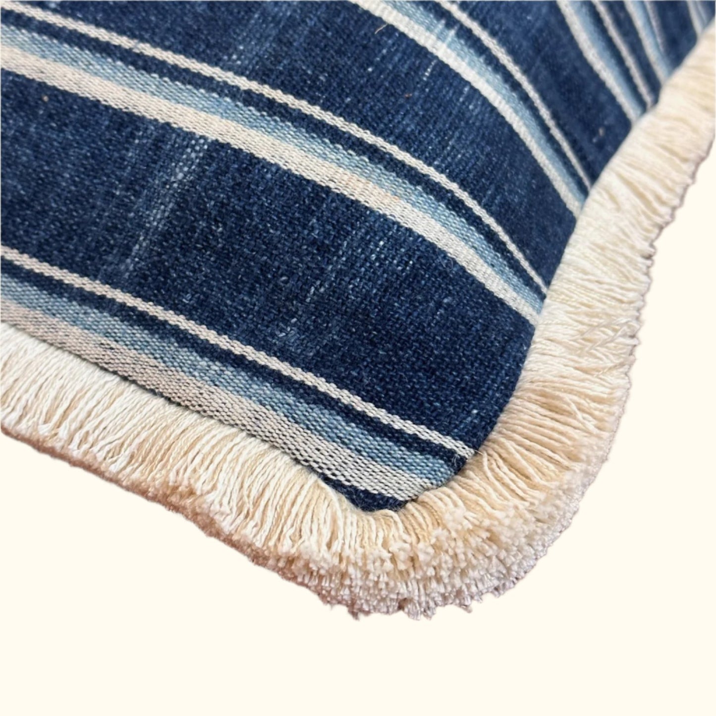 Indigo Woven Stripe Pillow - 20" x 20" - North Africa - 149b