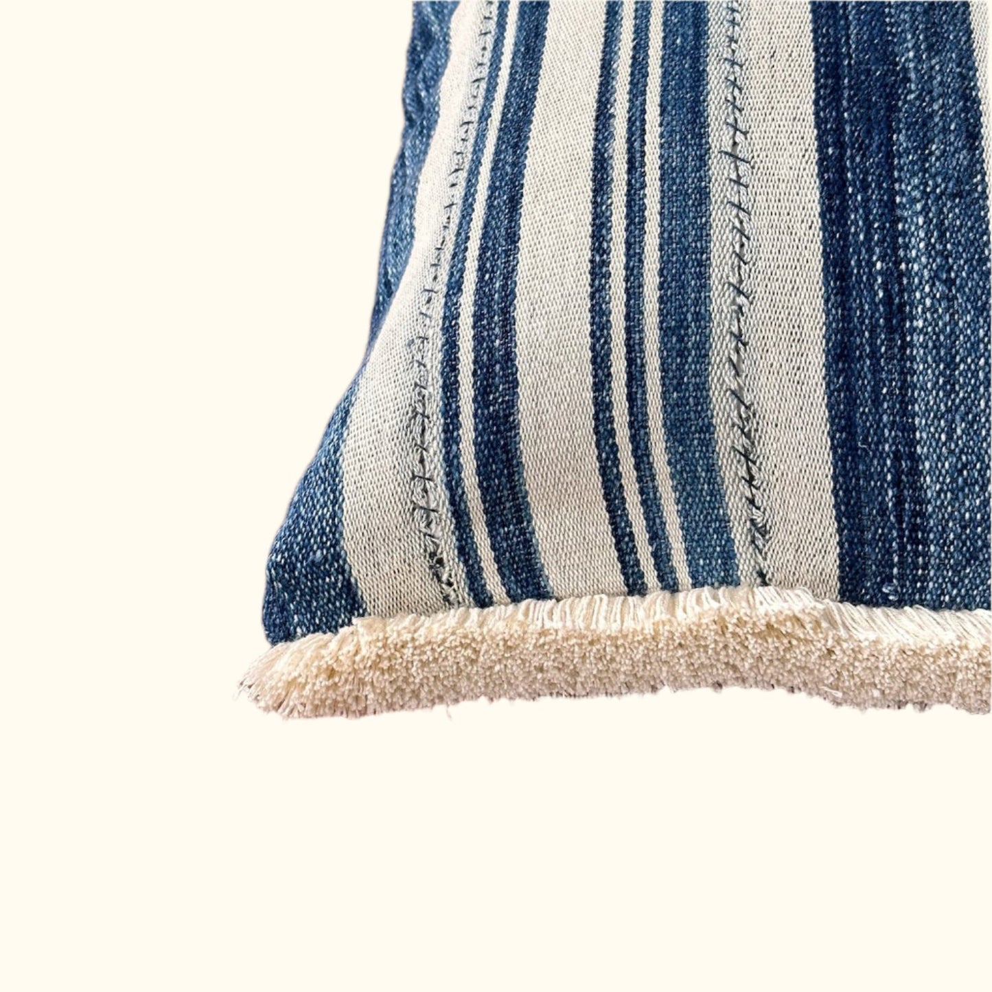 Indigo Woven Stripe Pillow - 13" x 20" - North Africa - 150c