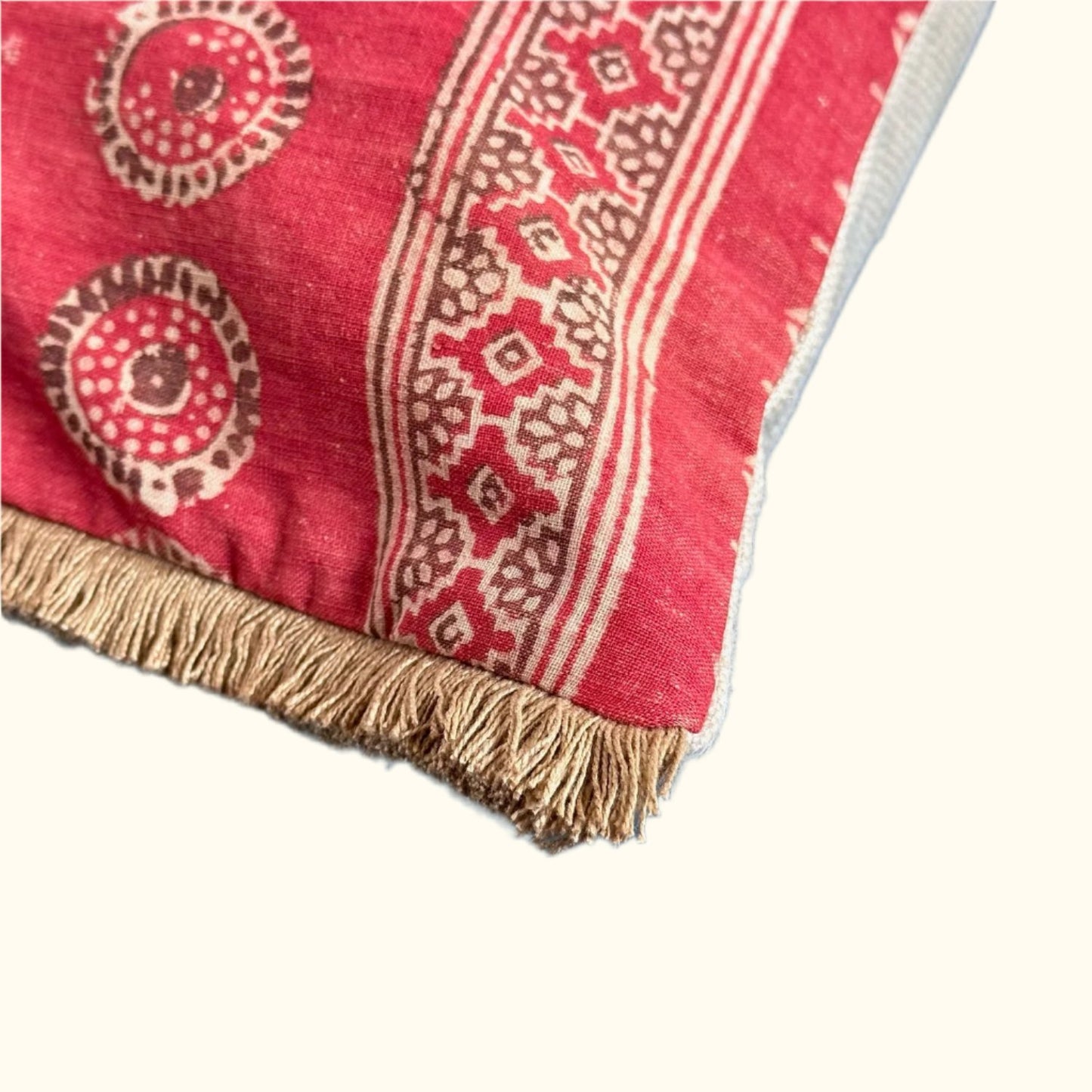 Vintage Block Print Pillow - 16" x 36" - India - 1571b