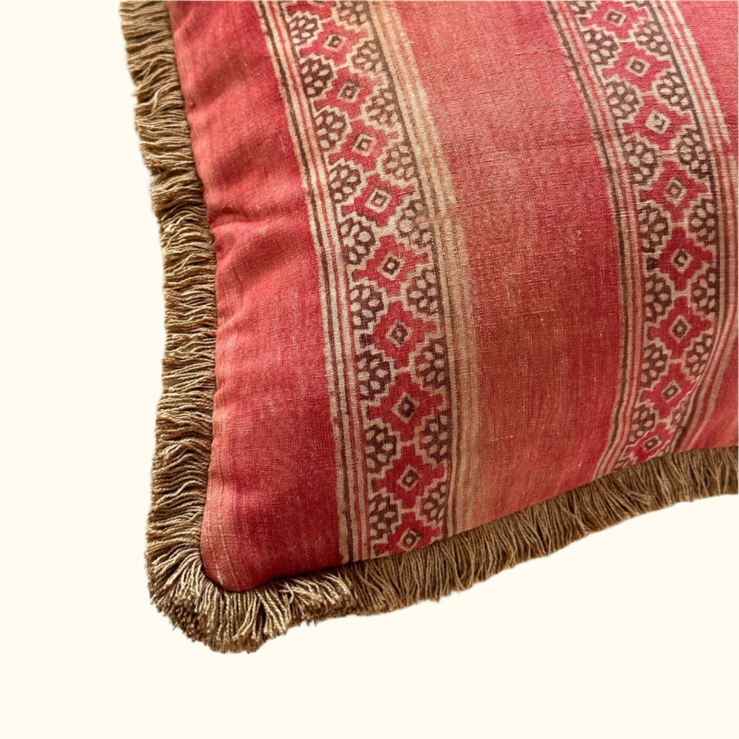 Vintage Block Print Pillow - 22" x 22" - India - 1571d