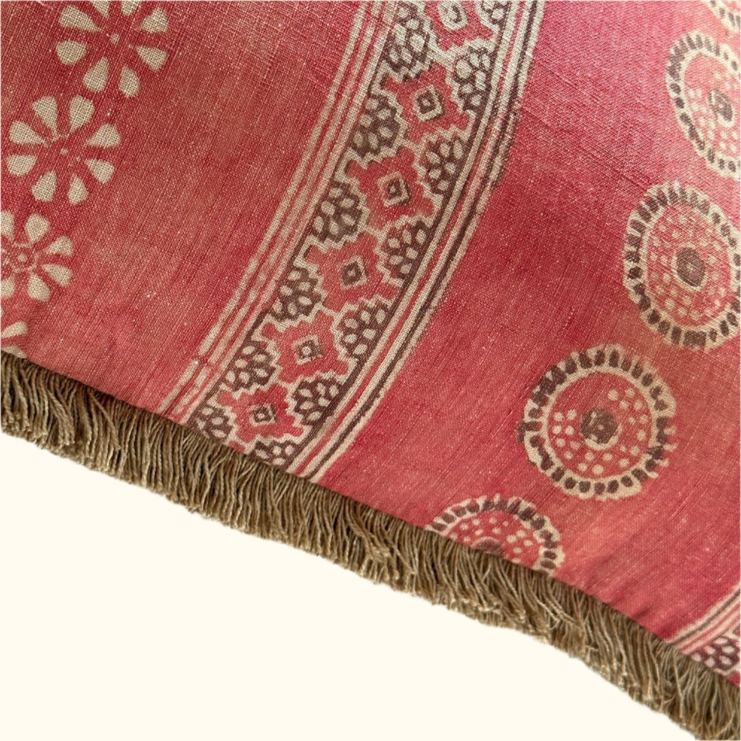 Vintage Block Print Pillow - 22" x 22" - India - 1571d