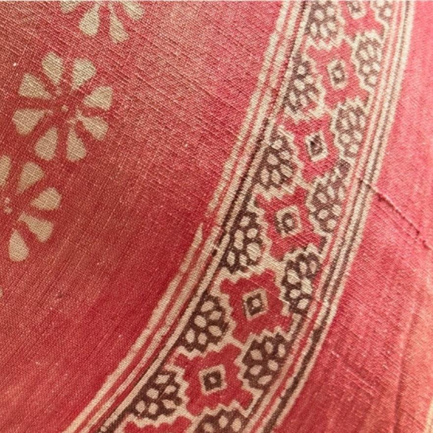Vintage Block Print Pillow - 22" x 22" - India - 1571e