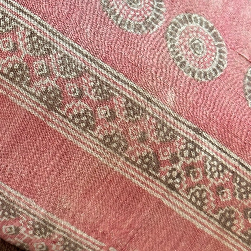 Vintage Block Print Pillow - 22" x 22" - India - 1572a
