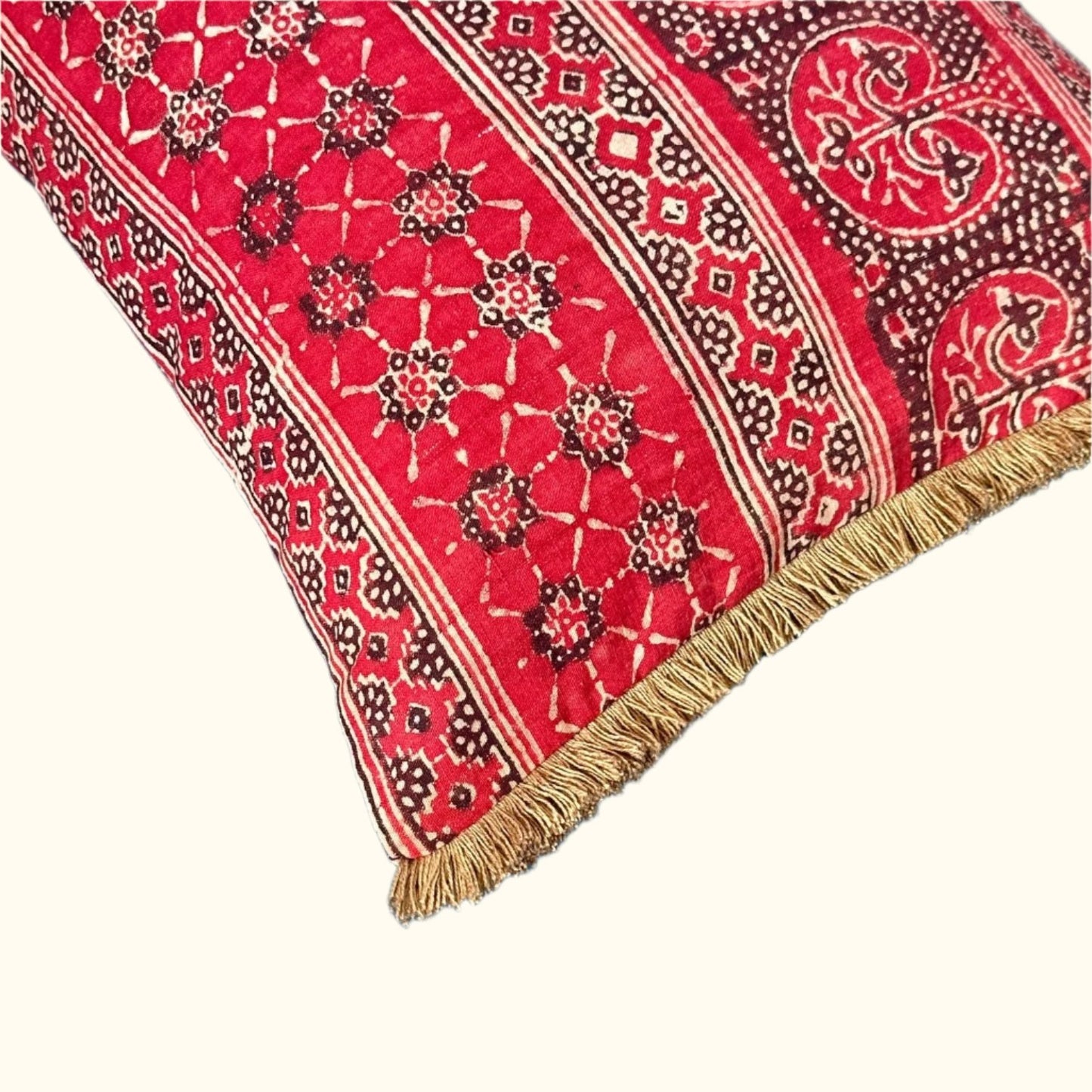 Vintage Block Print Pillow - 13" x 20" - India - 1573b