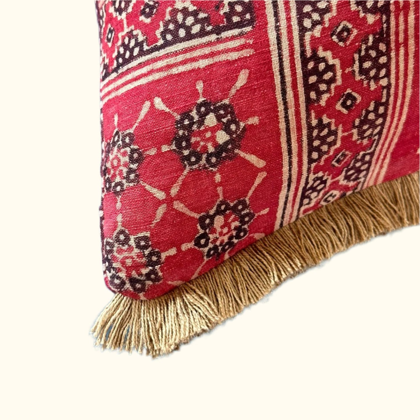 Vintage Block Print Pillow - 13" x 20" - India - 1573d