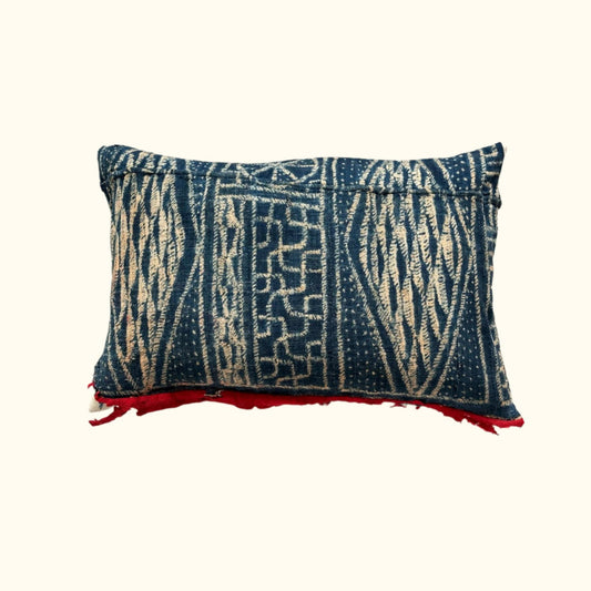 Vintage Bamileke Royal Cloth Pillow - 16" x 24" - Cameroon - 159d