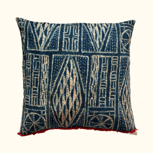 Vintage Bamileke Royal Cloth Pillow - 24" x 24" - Cameroon - 159i