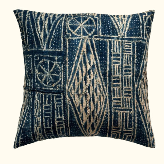 Vintage Bamileke Royal Cloth Pillow - 24" x 24" - Cameroon - 159m