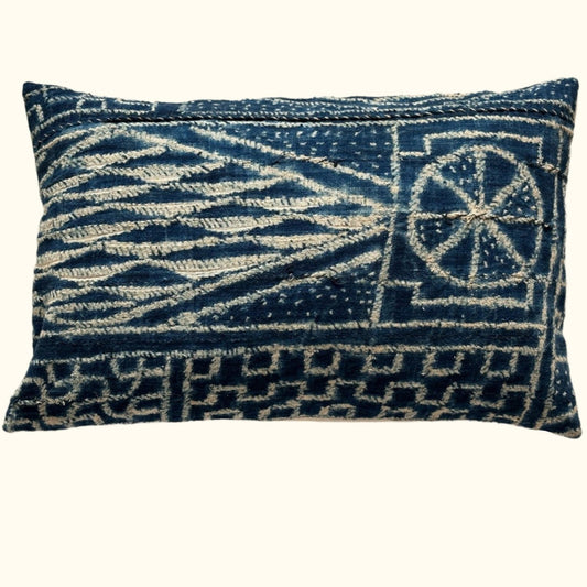 Vintage Bamileke Royal Cloth Pillow - 13" x 20" - Cameroon - 159p