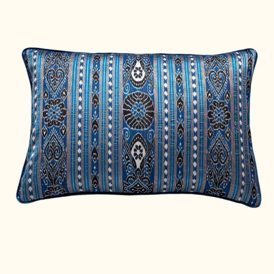 Silk Ikat Sari Pillow - 16" x 24" - India - 162a