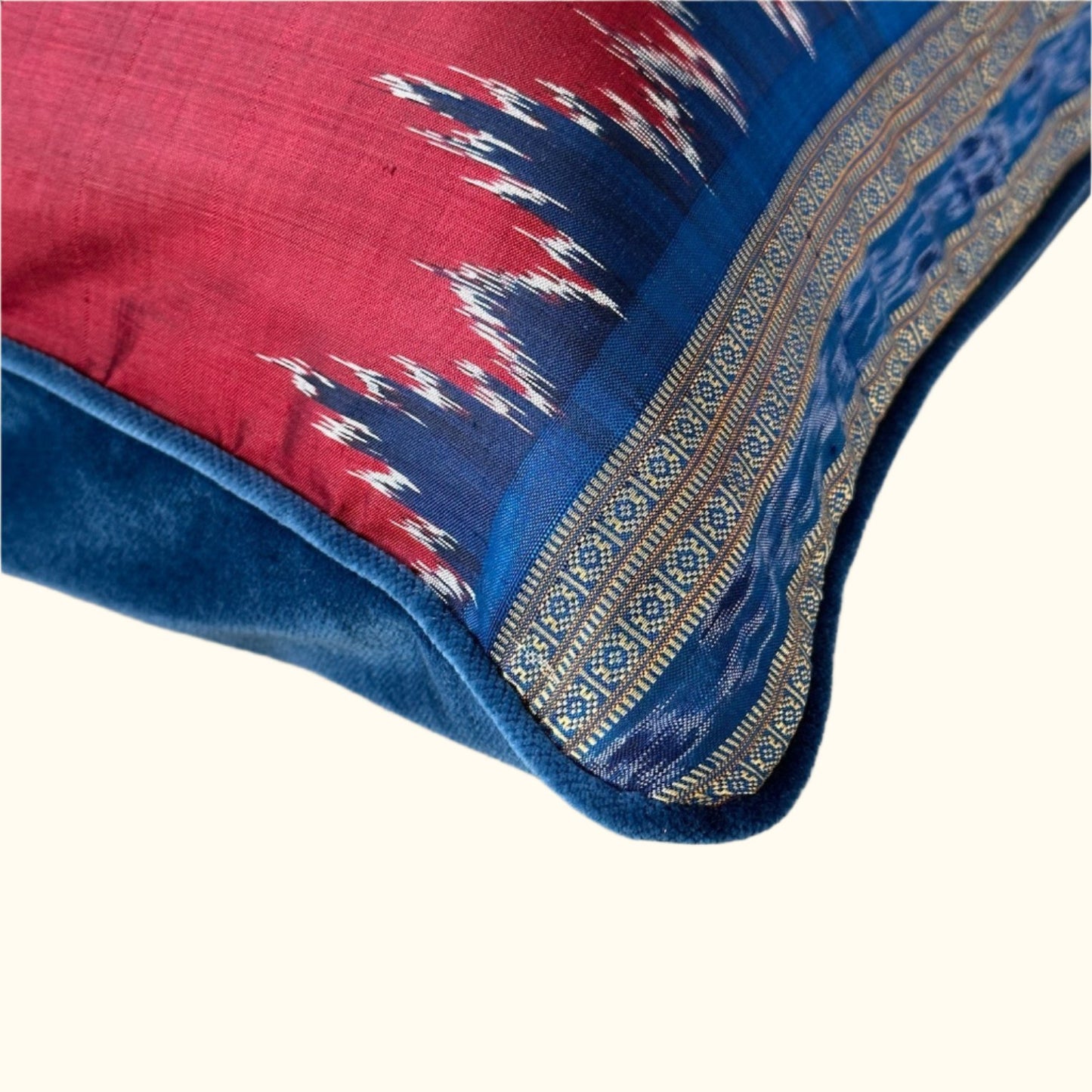 Silk Ikat Sari Pillow - 16" x 24" - India - 162c