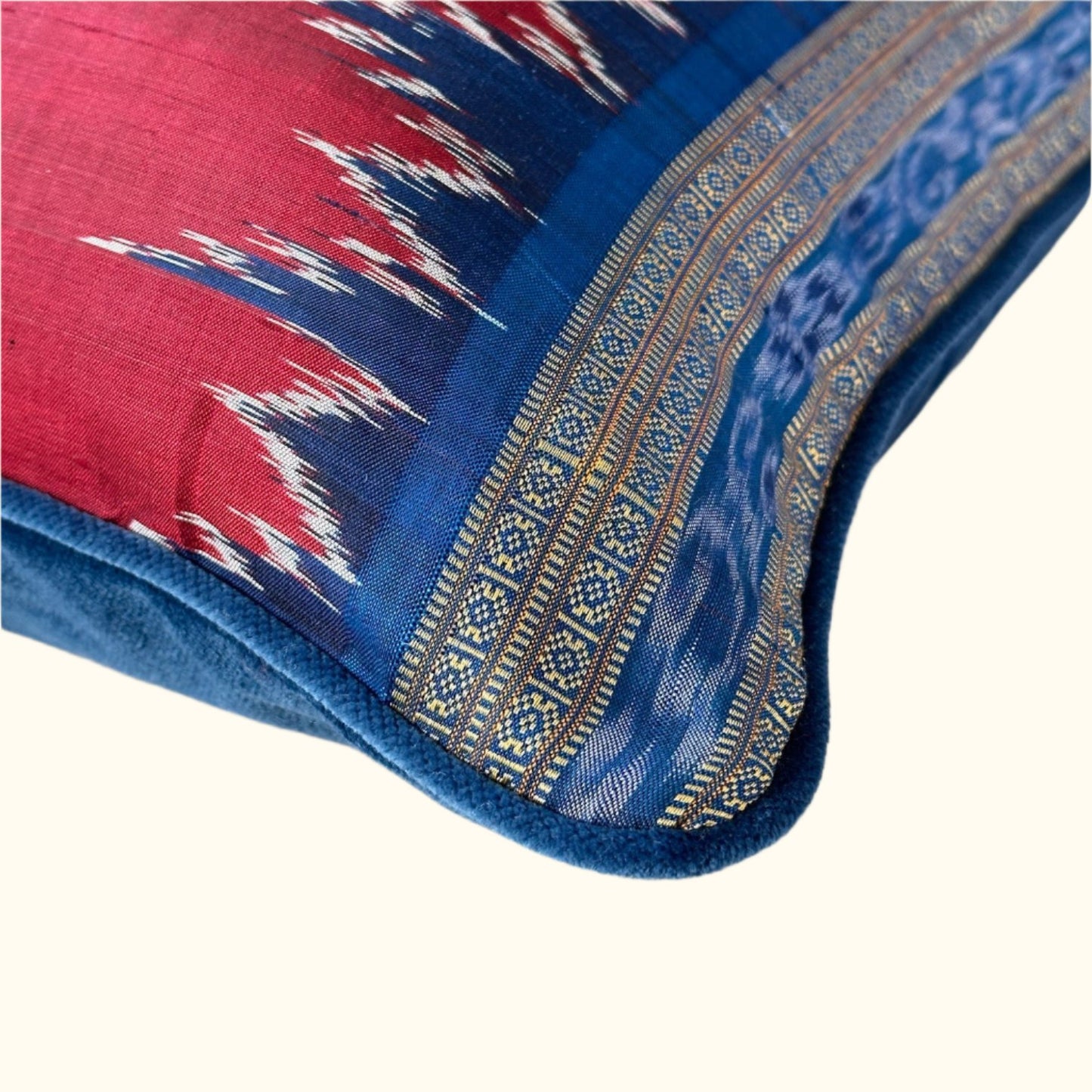 Silk Ikat Sari Pillow - 16" x 24" - India - 162d