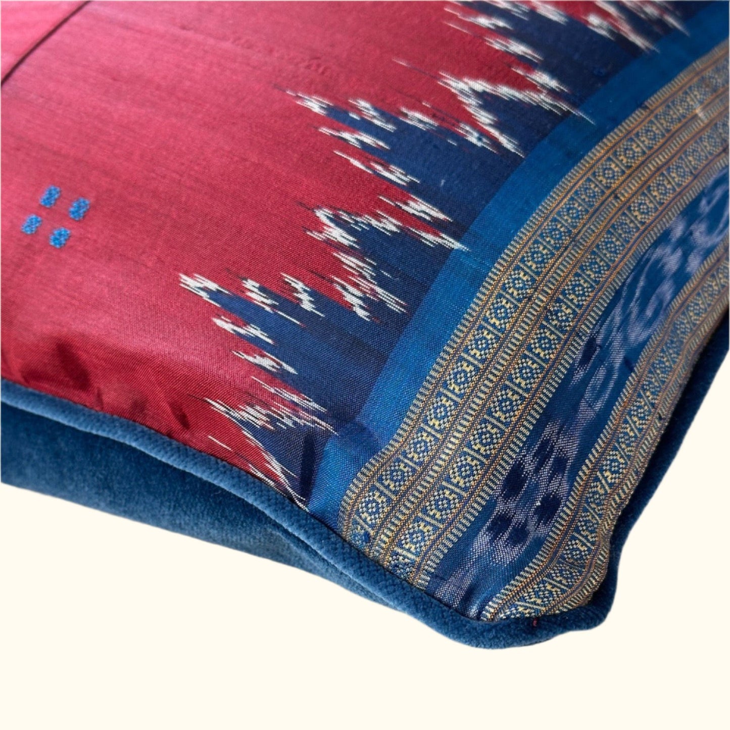 Silk Ikat Sari Pillow - 16" x 24" - India - 162e
