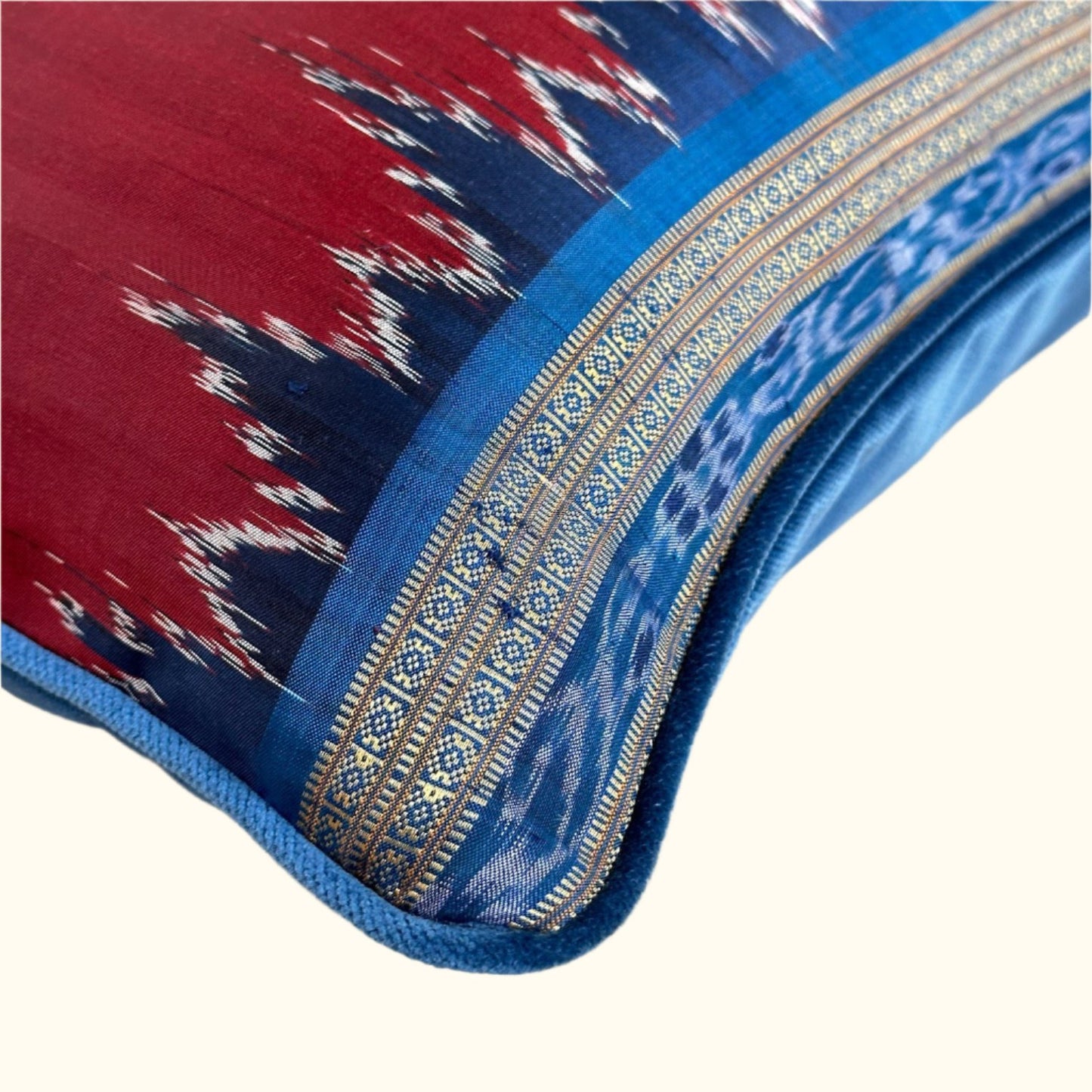 Silk Ikat Sari Pillow - 16" x 24" - India - 162f