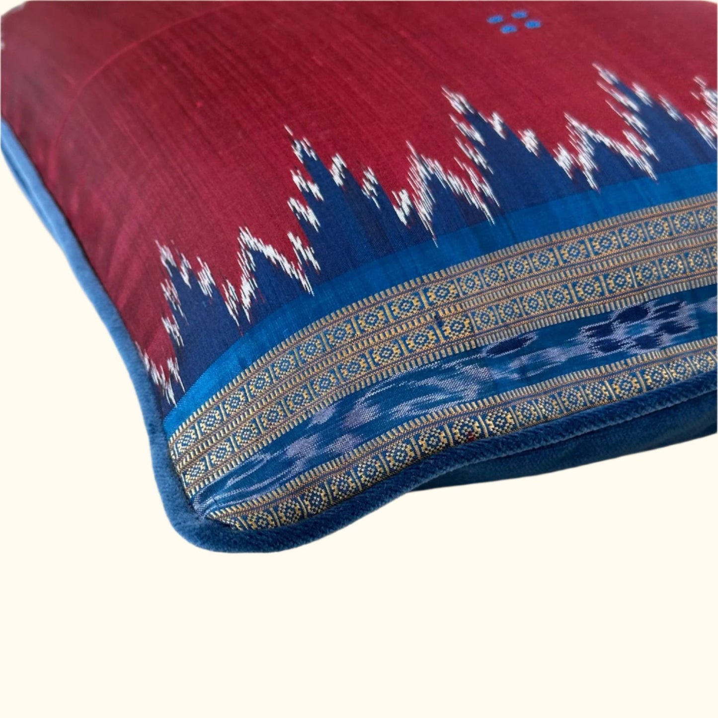 Silk Ikat Sari Pillow - 16" x 24" - India - 162g