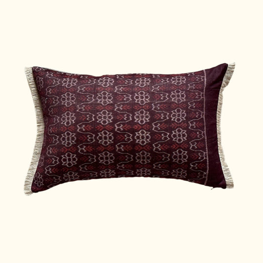 Cotton Ikat Pillow - 13" x 20"` - India - 168d