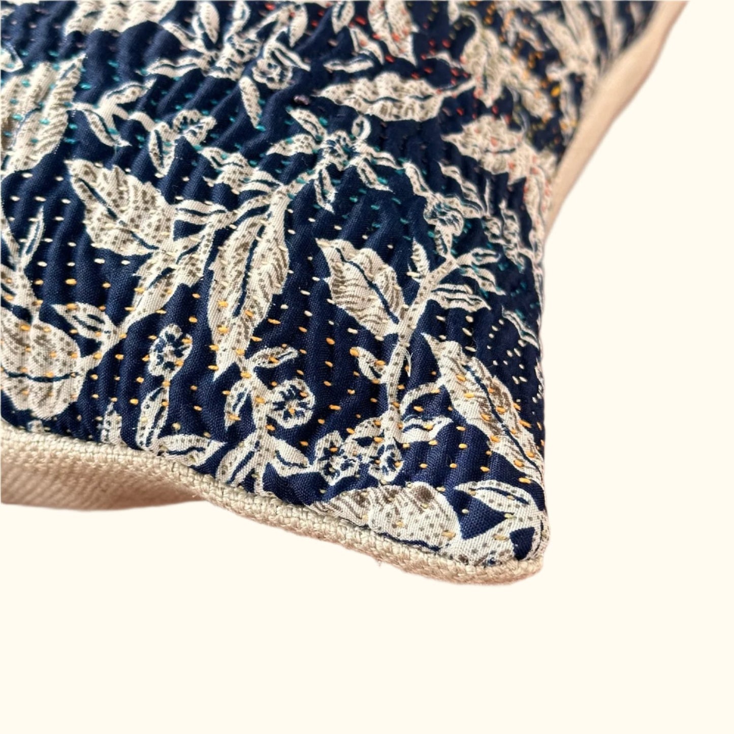 Vintage Kantha Quilt Pillow - 22" x 22" - India - 169f