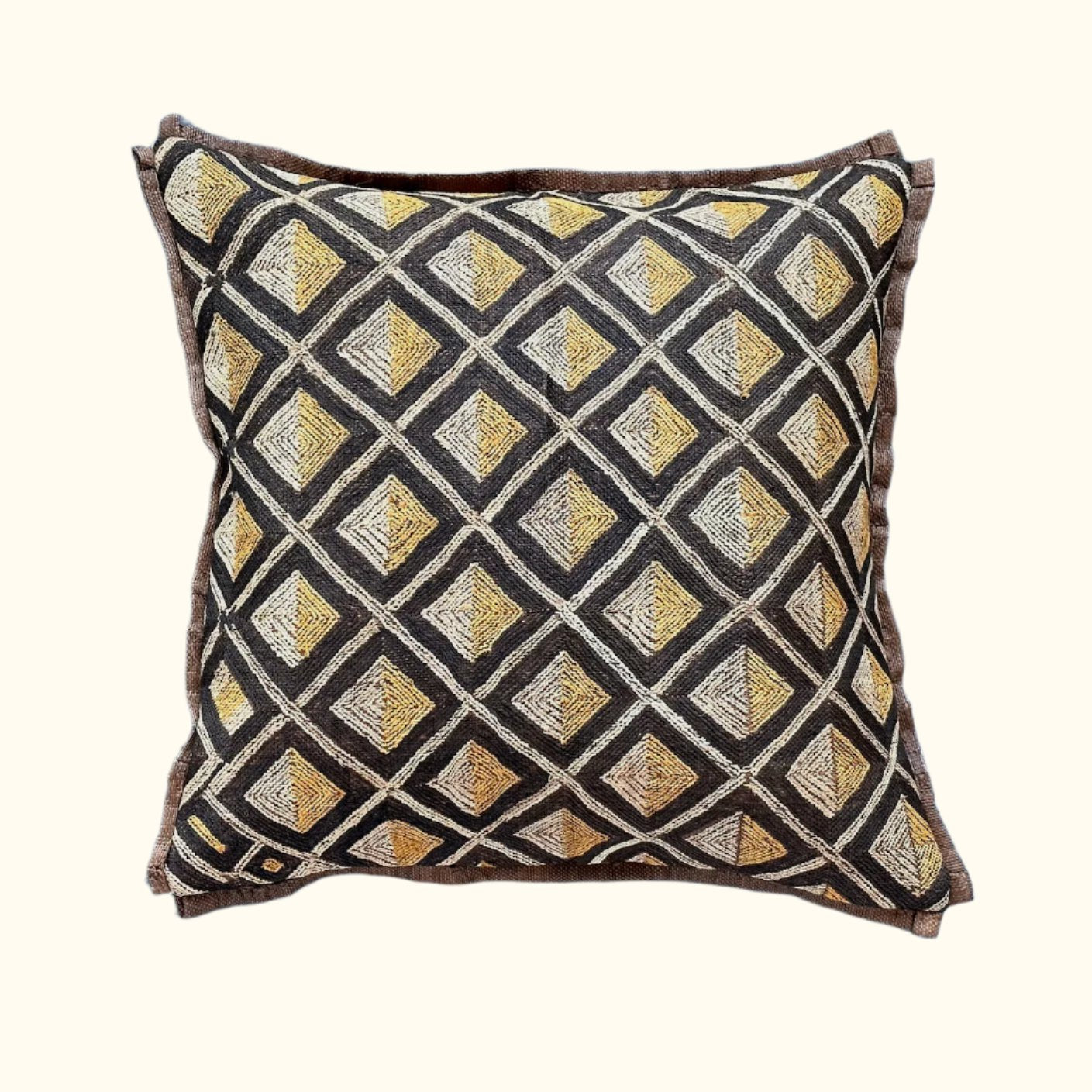 Kuba Cloth-Raffia Pillow - 20" x 20"  - Central Africa - 179b