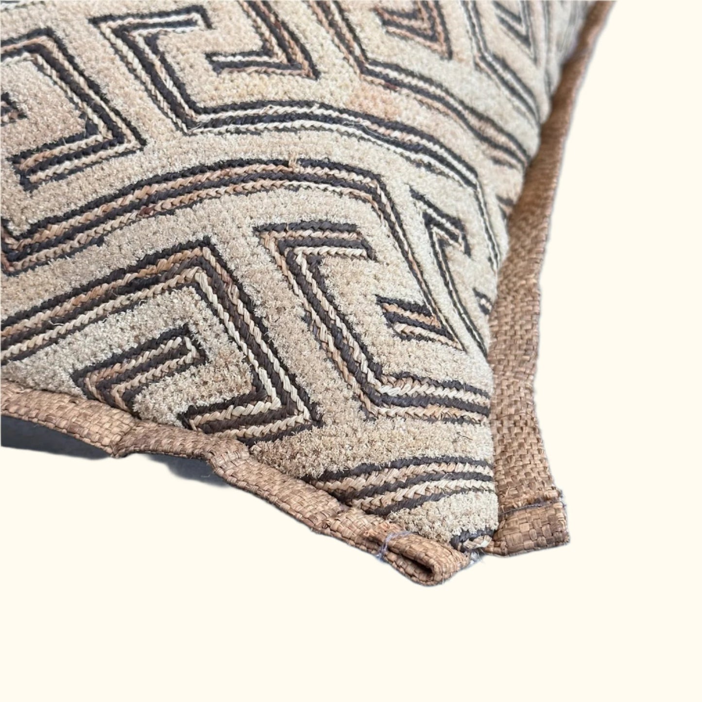 Kuba Cloth-Raffia Pillow - 20" x 20"  - Central Africa - 179c