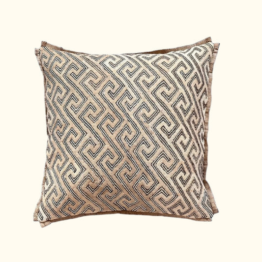 Kuba Cloth-Raffia Pillow - 20" x 20"  - Central Africa - 179c