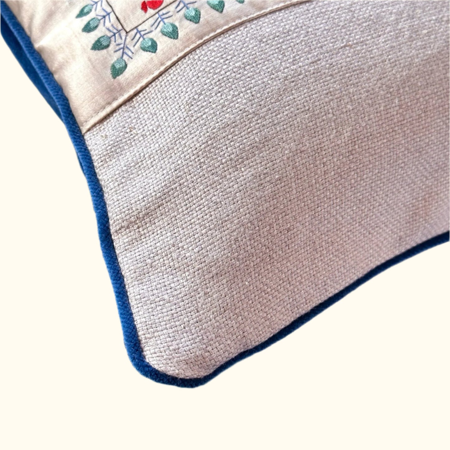 Vintage Silk Embroidery on Silk Pillow - 13" x 20" - China - 180a
