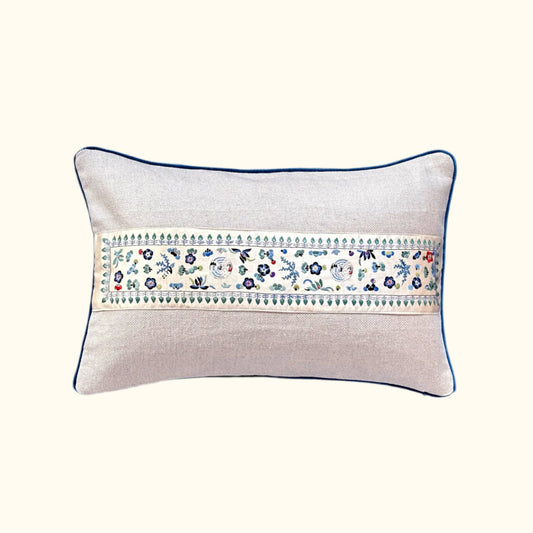 Vintage Silk Embroidery on Silk Pillow - 13" x 20" - China - 180a