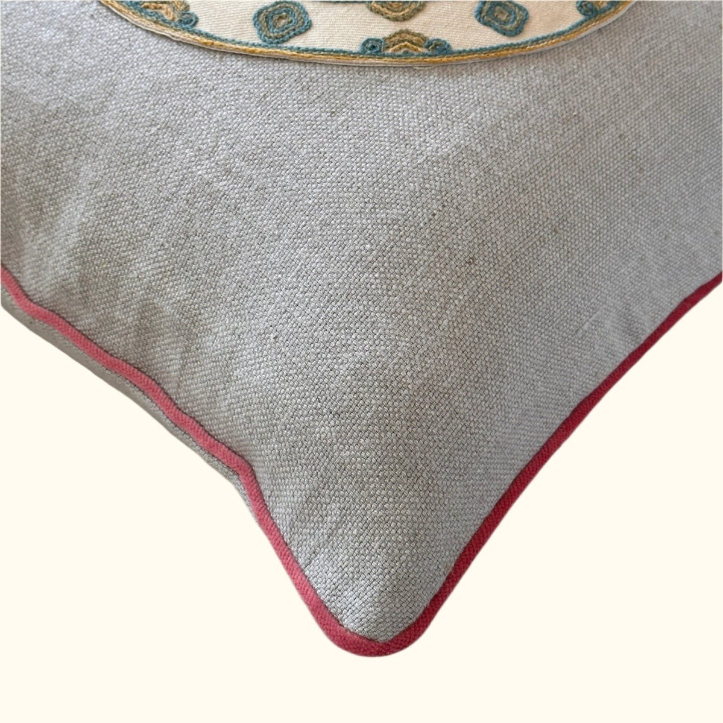 Vintage Wool Embroidery Pillow - 22" x 22" -186a