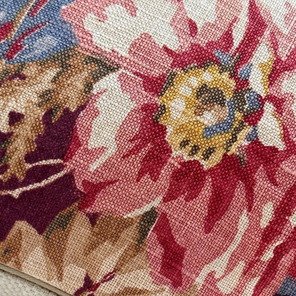 Vintage Linen Floral c. 1920's Pillow - 13" x 20" - England - 190c