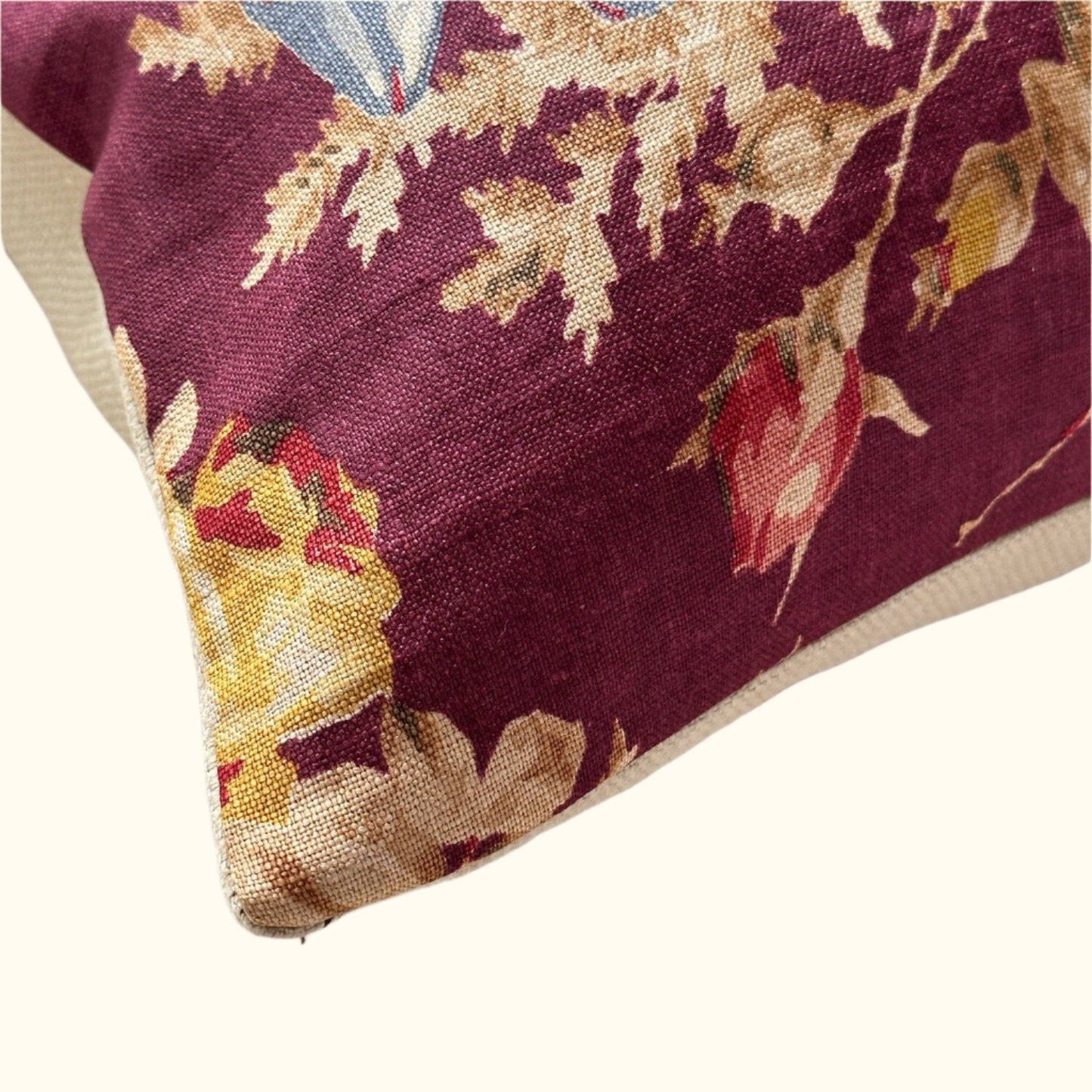 Vintage Linen Floral c. 1920's Pillow - 13" x 20" - England - 190d