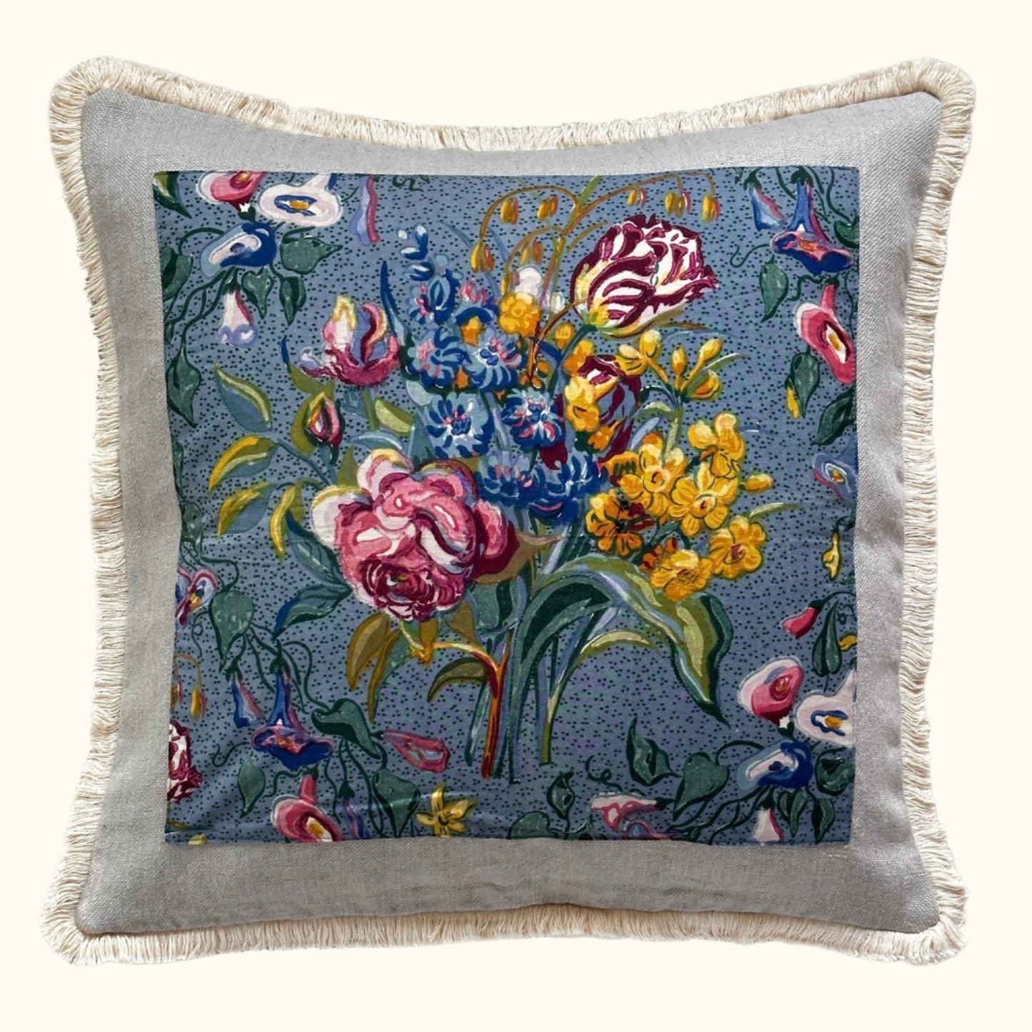 Vintage 1920's Botanical Print Pillow - 24" x 24" - England - 193a