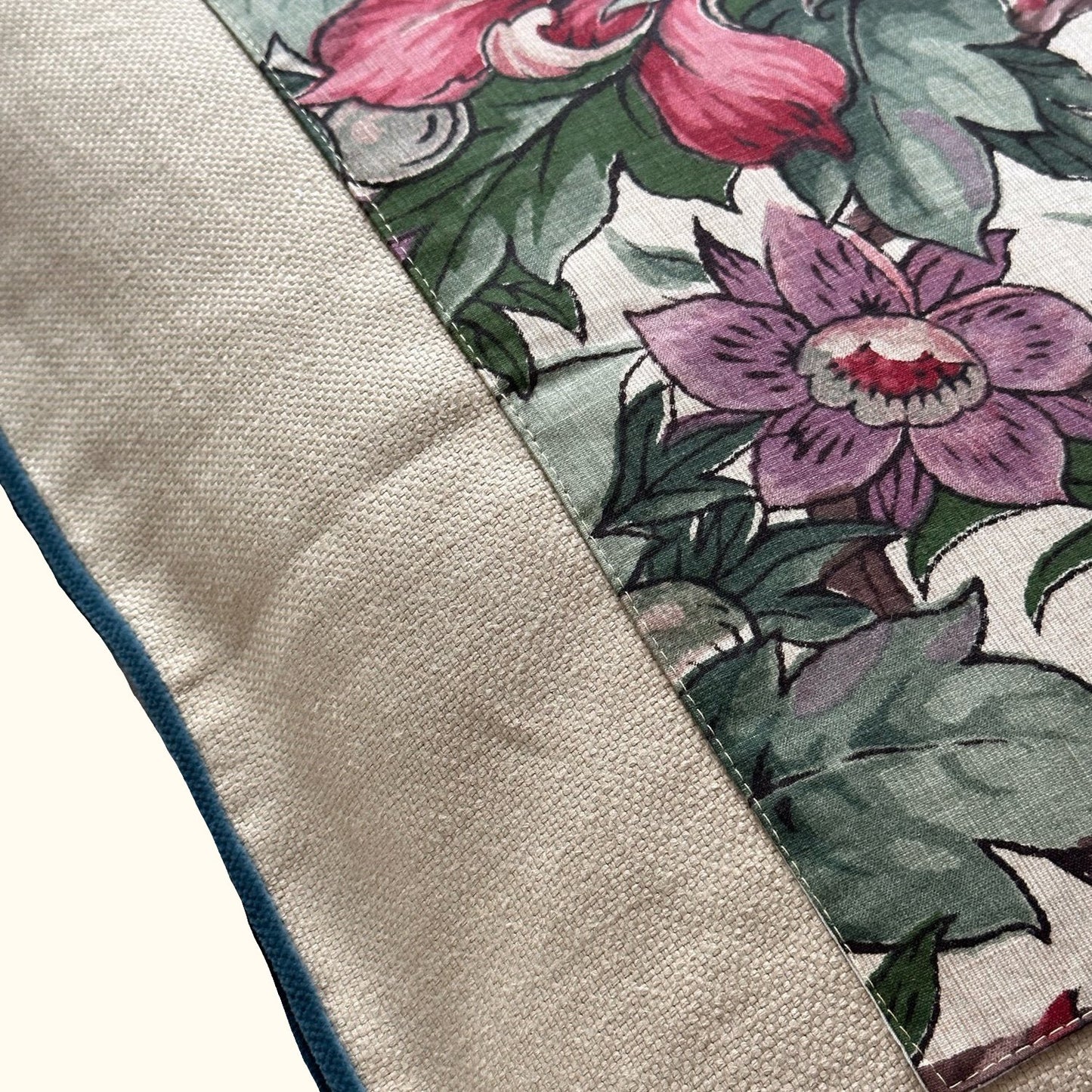 Vintage 1920's Botanical Print Pillow - 24" x 24" - England - 195b